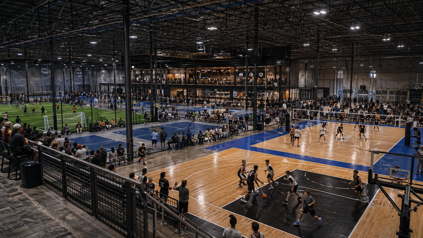 Indoor sports complex in action