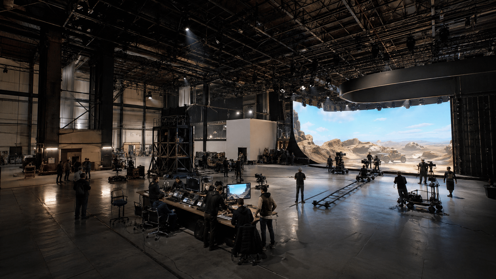 Virtual production studio in action